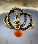 Antique 16K, 14K, Coral & Enamel Snake Conversion Ring