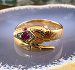 SOLD Antique French 18K, Diamond & Ruby Snake Ring