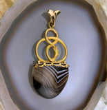 Antique French 18K & Banded Agate Snake Fob