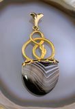 Antique French 18K & Banded Agate Snake Fob