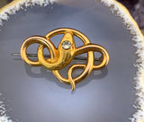 Antique French Gold Over Silver 'Fix' & Paste Snake Brooch
