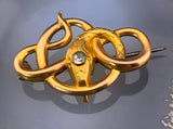 Antique French Gold Over Silver 'Fix' & Paste Snake Brooch