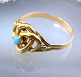 Antique 18K & Turquoise Love Knot Ring