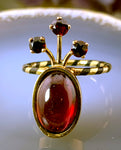 Antique 18K, Garnet & Elephant Hair Conversion Ring