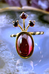 Antique 18K, Garnet & Elephant Hair Conversion Ring