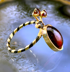 Antique 18K, Garnet & Elephant Hair Conversion Ring