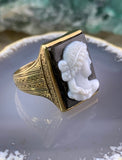 Antique Victorian American 14K & Hard Stone Cameo Ring