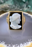 Antique Victorian American 14K & Hard Stone Cameo Ring