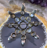 Antique Silver & Moonstone Celestial Star Brooch/Pendant