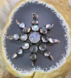 Antique Silver & Moonstone Celestial Star Brooch/Pendant