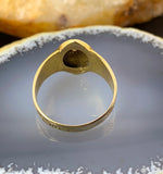 Antique English 18K, Diamond, Pearl & Enamel Celestial Mourning Ring