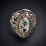 Vintage Silver & Hand Painted Enamel Baby Moses Conversion Ring