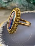Antique Swiss 9K & Hand Painted Porcelain Ring