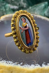 Antique Swiss 9K & Hand Painted Porcelain Ring