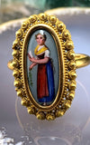 Antique Swiss 9K & Hand Painted Porcelain Ring