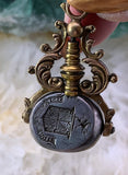 Antique Brass & Cut Steel Campbell Family Crest Fob