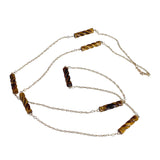Vintage 14K, Tigers Eye & Pearl Spacer Chain/Necklace