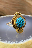 Antique 9K & Turquoise Conversion Ring