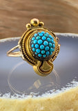 Antique 9K & Turquoise Conversion Ring