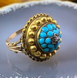Antique 18K, 14K, Diamond & Turquoise Conversion Ring