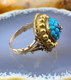 Antique 18K, 14K, Diamond & Turquoise Conversion Ring