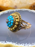 Antique 18K, 14K, Diamond & Turquoise Conversion Ring