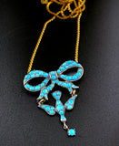 Antique 18K, Silver & Persian Turquoise Saint-Esprit Conversion Necklace