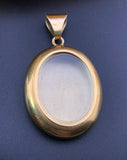 Antique French 18K, Diamond & Hand Painted Enamel Locket Back Pendant