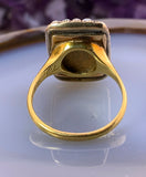 Antique 18K, Garnet, Turquoise & Seed Pearl Ring