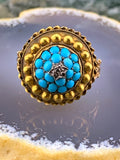 Antique 18K, 14K, Diamond & Turquoise Conversion Ring