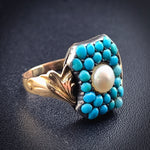 Antique 18K, Persian Turquoise & Pearl Ring