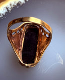SOLD Antique 18K, 14K & Carved Hardstone Conversion Ring