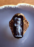 SOLD Antique 18K, 14K & Carved Hardstone Conversion Ring