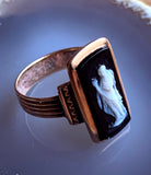 Antique 10K & Carved Hardstone Cameo Ring