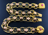 SOLD Antique 12K & Spinel Book Chain Bracelet Set