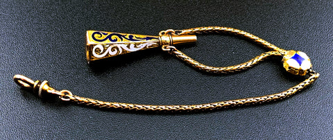 Antique 15K & Enamel Watch Chain Fob