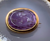 Antique 14K & Carved Amethyst Brooch/Pendant