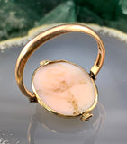 Antique 10k, 9K, Seed Pearl & Carved Shell Cameo Conversion Ring