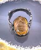 Koven Kreation Egyptian Revival Sterling Silver & Semi Precious Stone Scarab Flip Ring