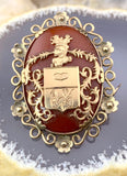 Antique 18K & Carnelian Coat Of Arms Brooch