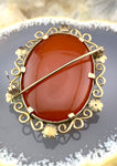 Antique 18K & Carnelian Coat Of Arms Brooch