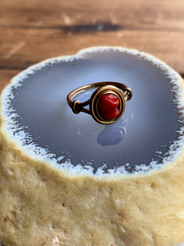 Antique 10K & Carved Coral Cameo Ring