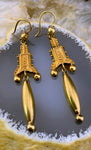 Antique Victorian 9K Gold Etruscan Revival Earrings