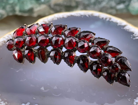 Antique Bohemian Garnet Brooch in Garnet Gold