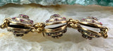 Antique Gold Over Aluminum & Garnet Bracelet & Brooch