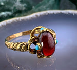 Antique 14K, Garnet & Turquoise Conversion Ring