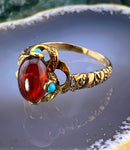 Antique 14K, Garnet & Turquoise Conversion Ring