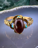 Antique 14K, Garnet & Turquoise Conversion Ring