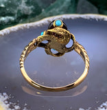 Antique 14K, Garnet & Turquoise Conversion Ring