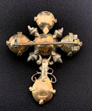 Antique 18K, Silver & Diamond Cross Pendant